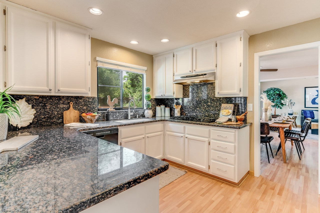 kitchen kitchen with new, white shaker cabinets